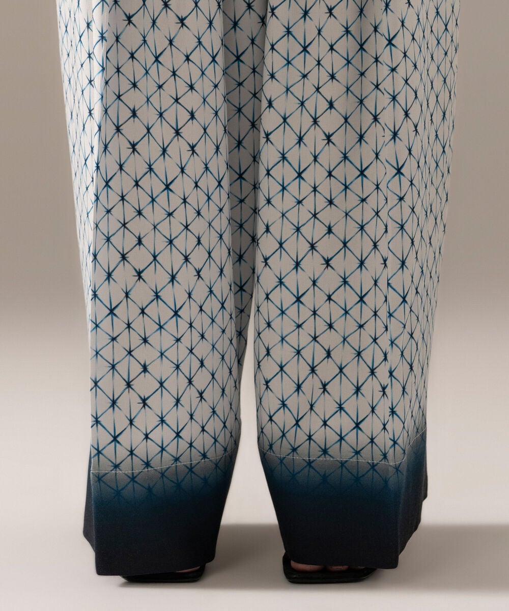 Women's RTW Bedford Printed White Farshi Shalwar