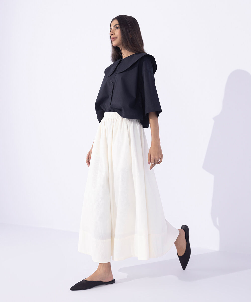 Women's Western Wear White Seer Sucker Skirt