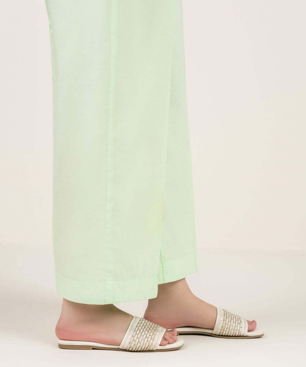 Women's RTW Cotton Viscose Solid Green Culottes