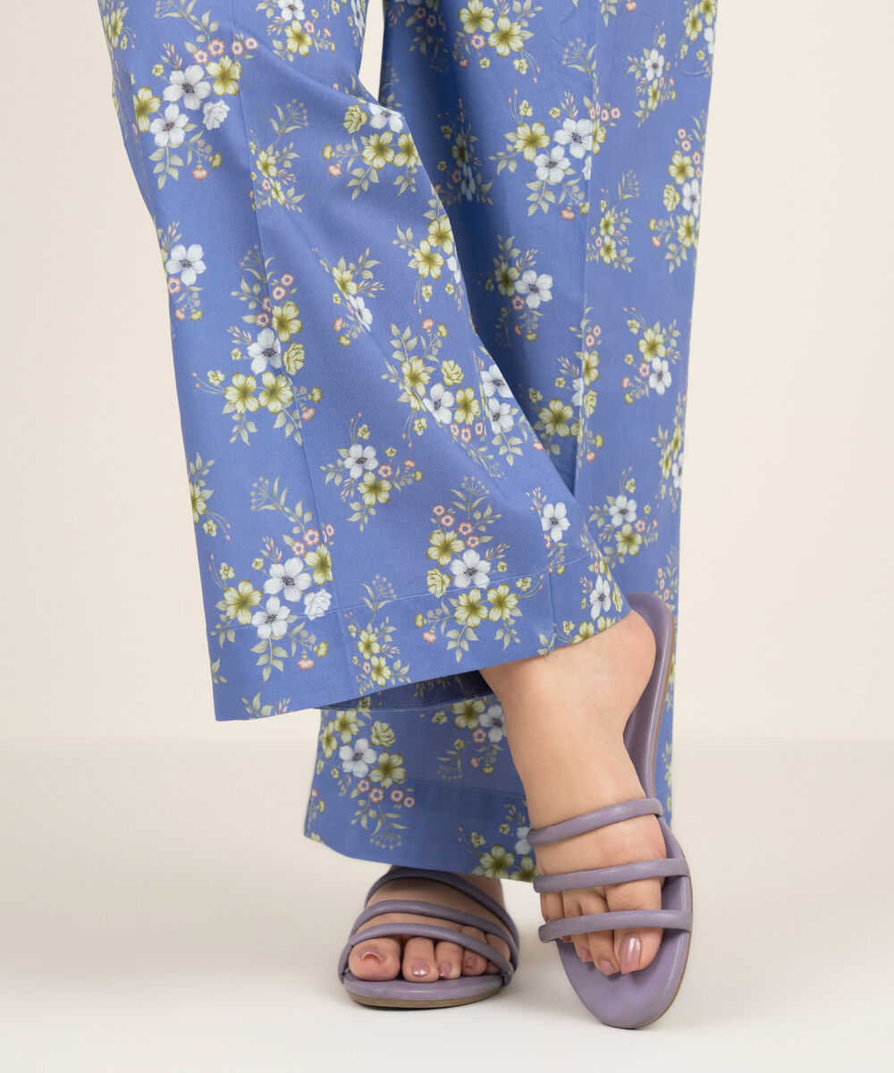 Women's RTW Cambric Printed Blue Culottes