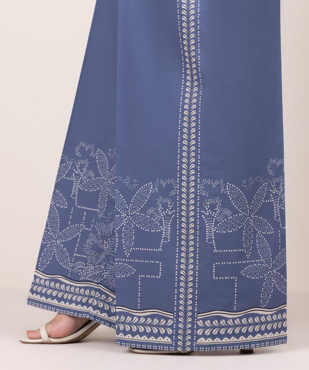 Women's RTW Lawn Printed Blue Culottes