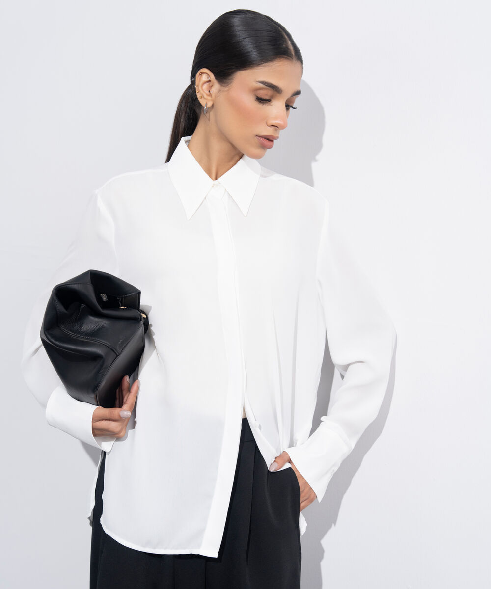 Women's Western Wear White Button Through Sheer Shirt