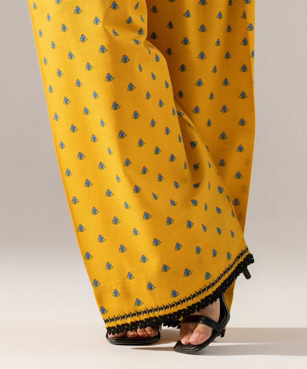 Women's RTW Printed Yellow Khaddar Farshi Shalwar