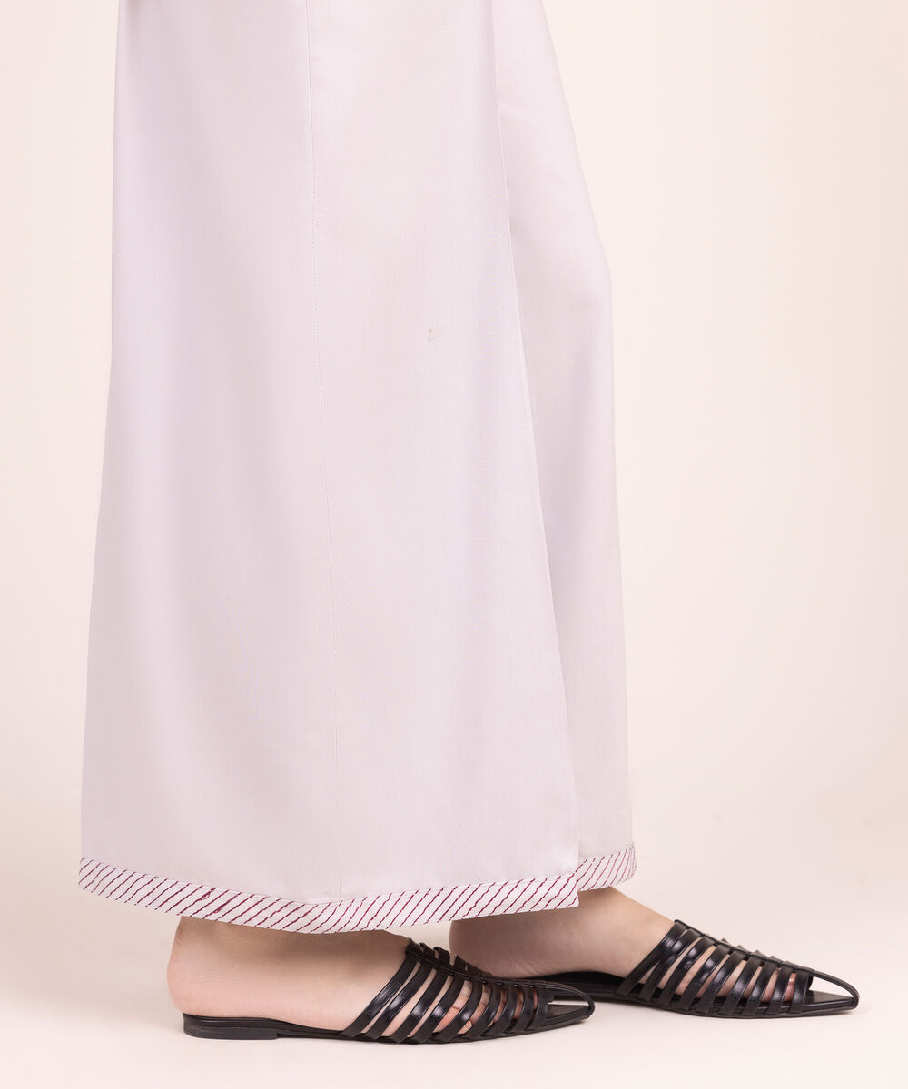 Women's RTW Textured Viscose Embroidered Grey Flared Pants