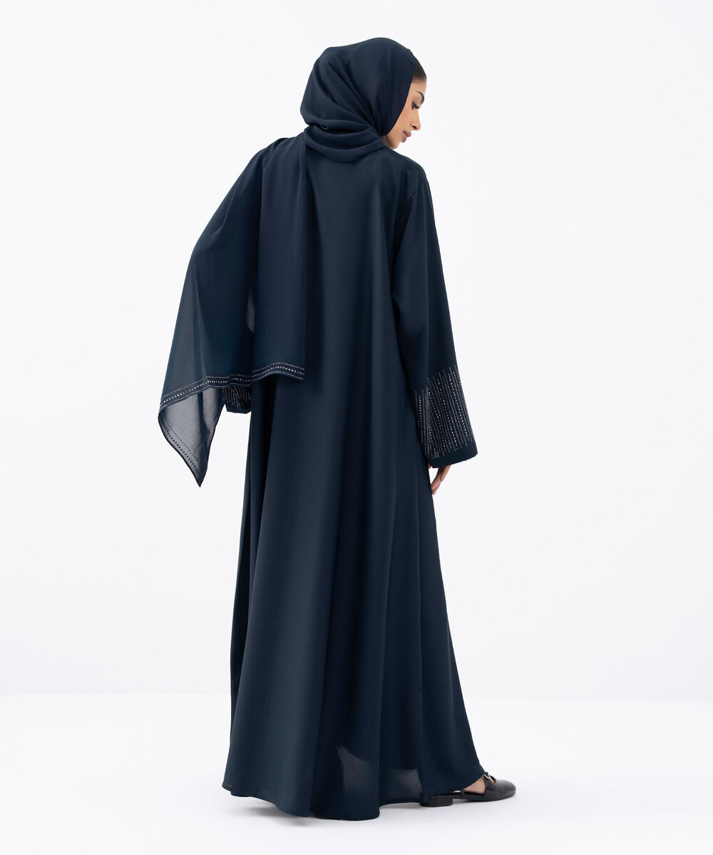 Women's Blue Polyester Abaya Set