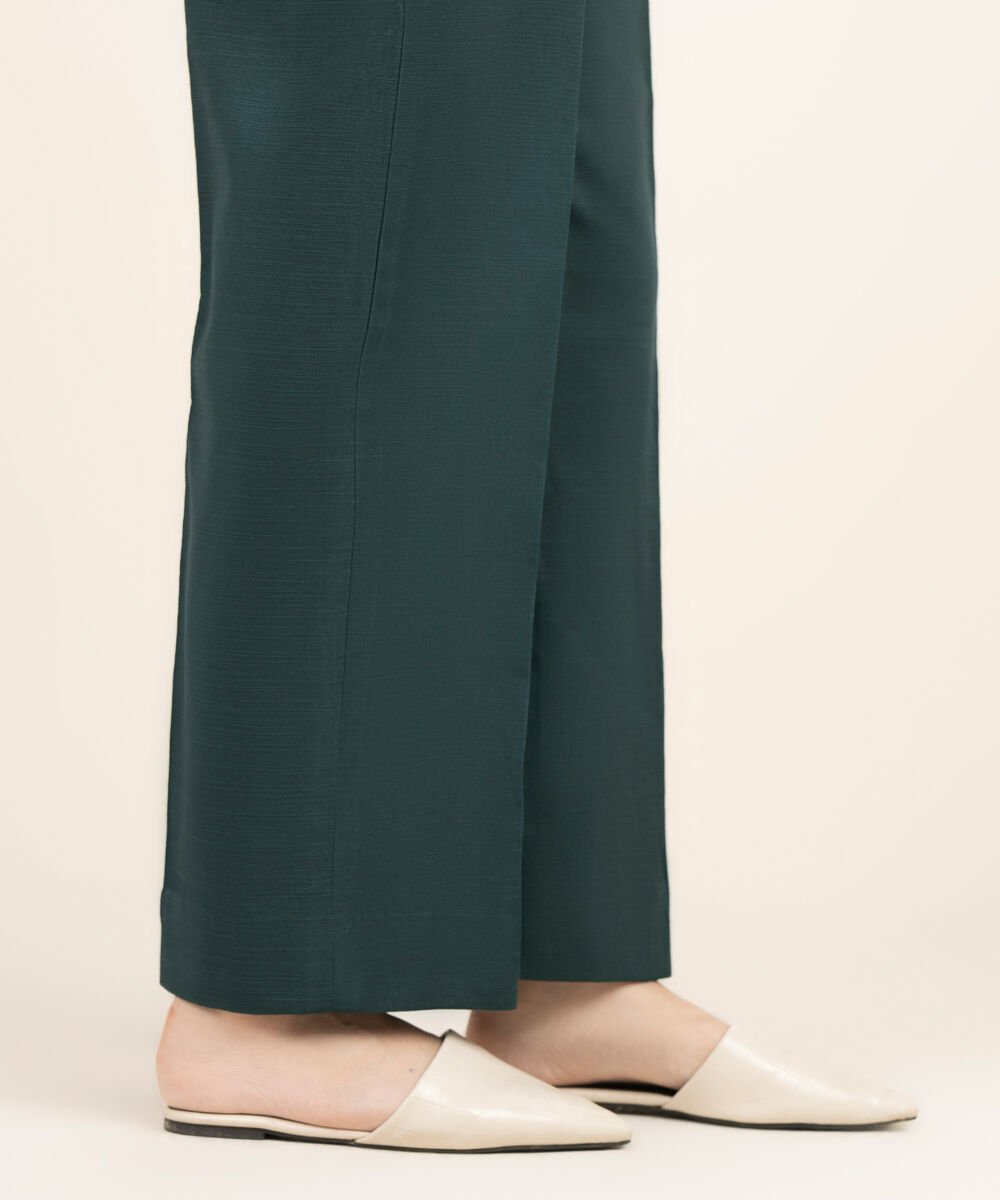 Women's Khaddar Printed Green Unstitched Trousers Fabric