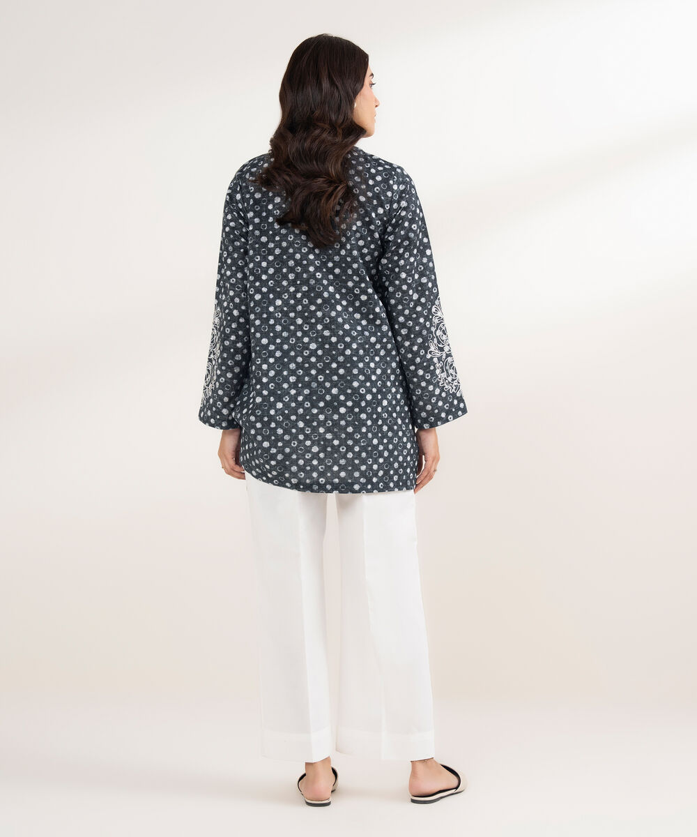 Women's RTW Khaddar Embroidered Black Shirt