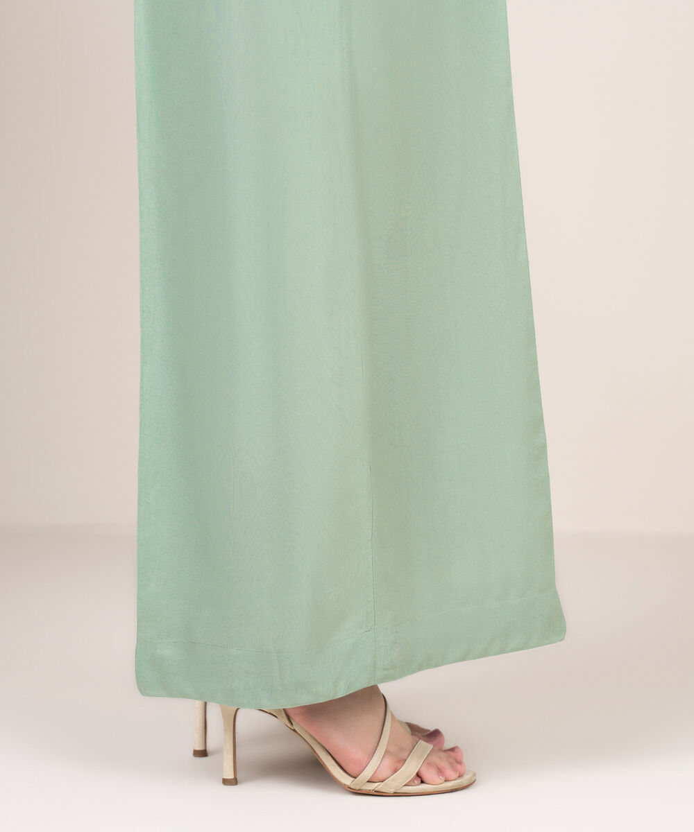 Women's RTW Khaddar Solid Grey Flared Pants