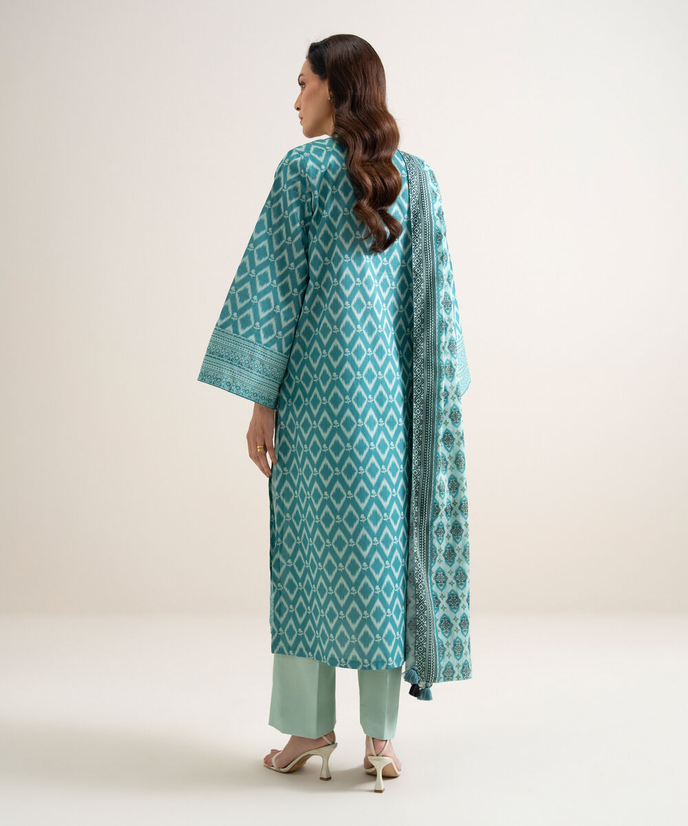 Women's Unstitched Lawn Printed Green 3 Piece Suit