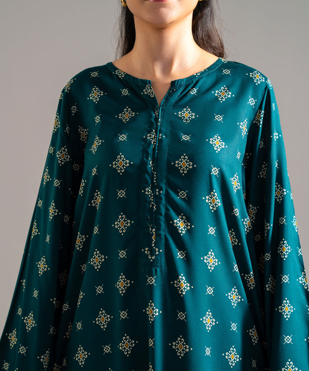 Women's RTW Arabic Lawn Printed Green 2 Piece Suit