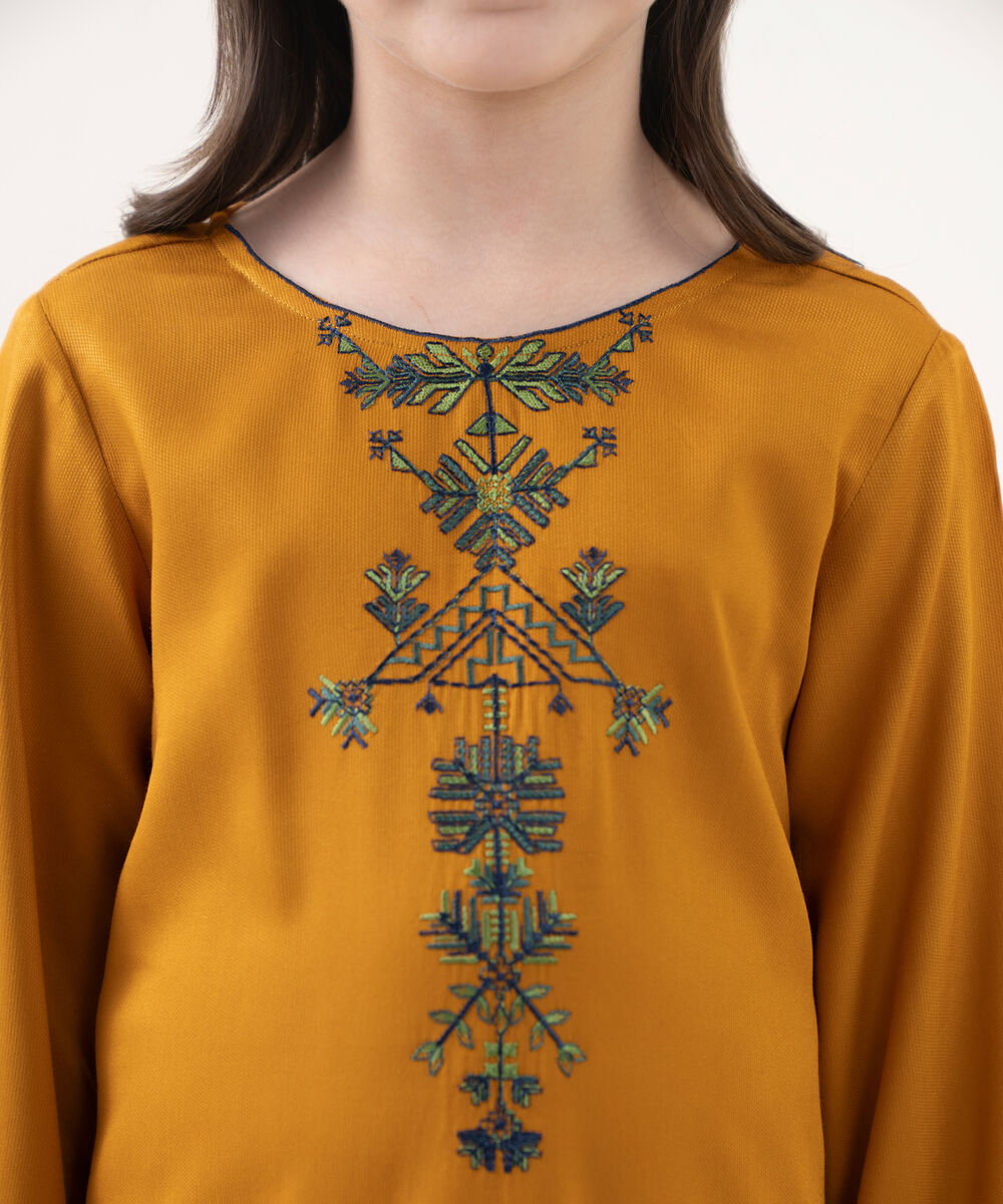 Girl's Bedford  Embroidered Mustard 2 Piece Suit