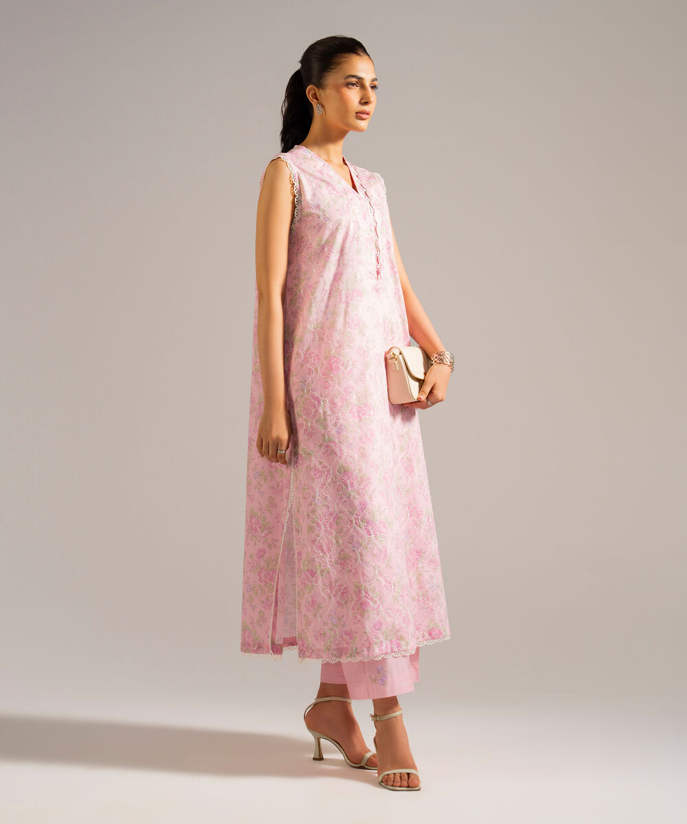 Women's RTW Lawn Embroidered Pink 2 Piece Suit