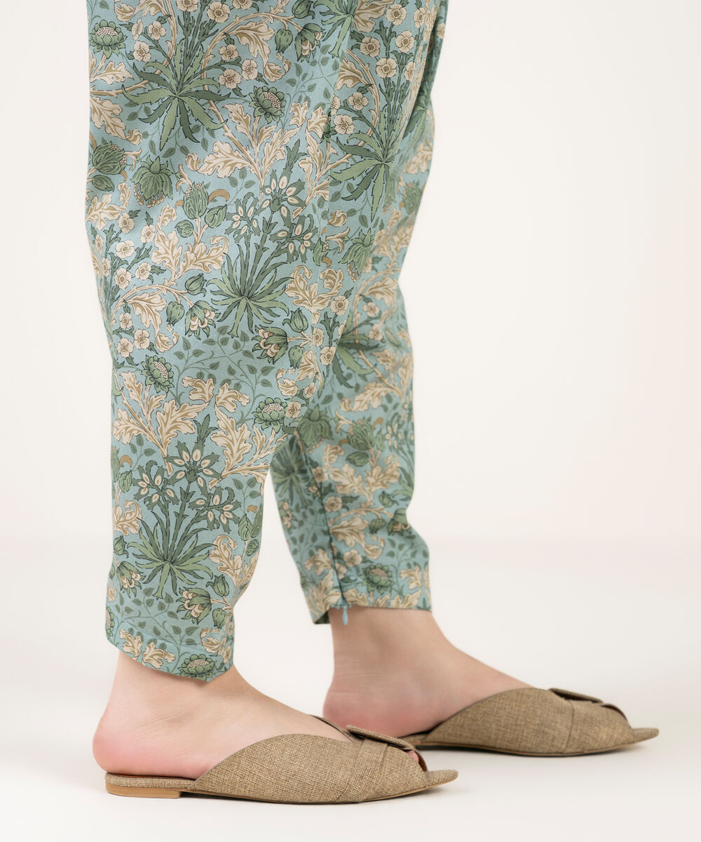 Women's RTW Lawn Printed Blue Shalwar