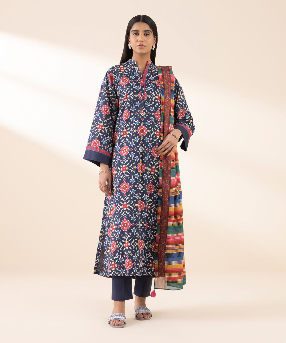 Women's Unstitched Lawn Printed Multi 3 Piece Suit