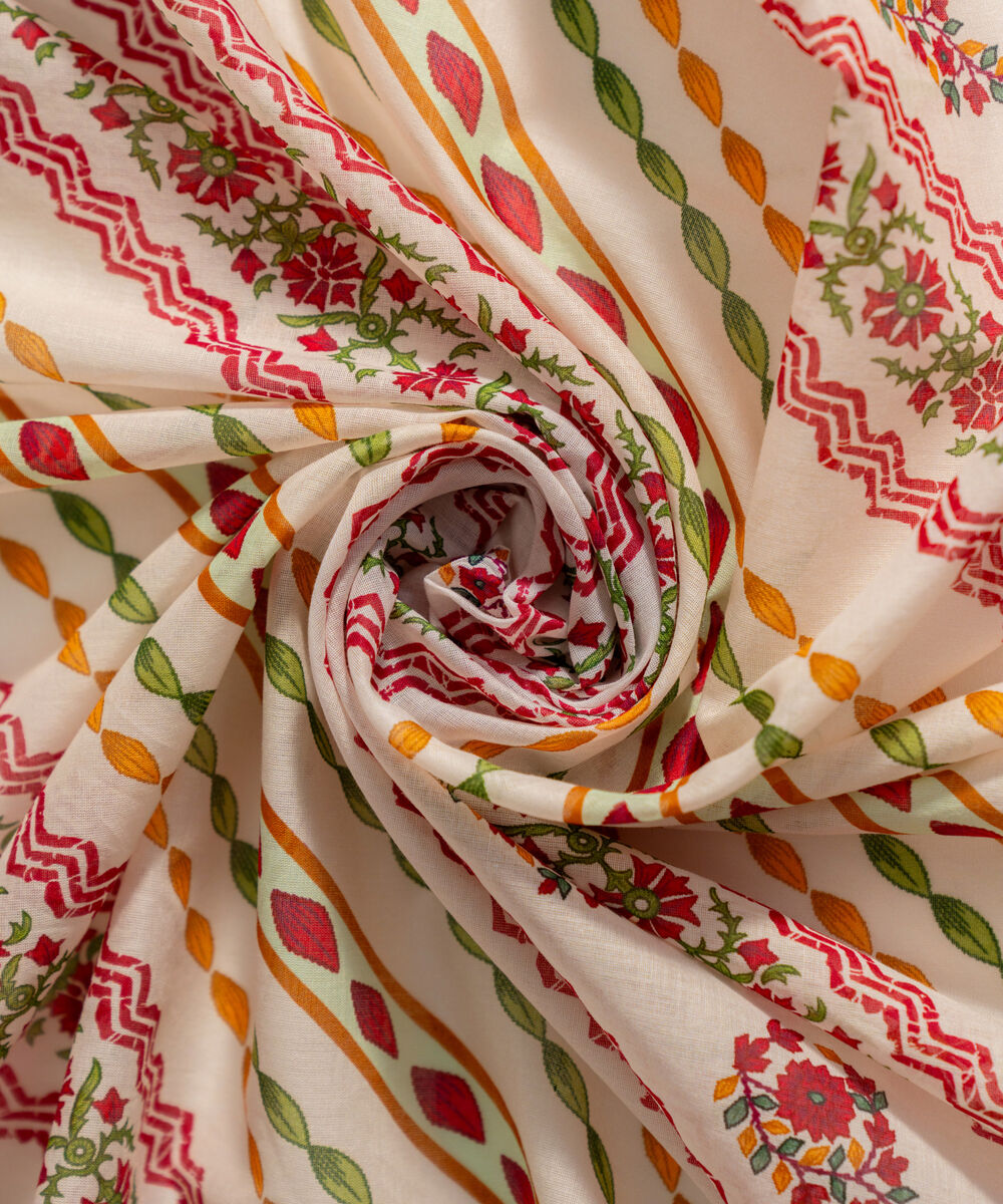 Women's RTW Fine Voil Printed Off White Dupatta