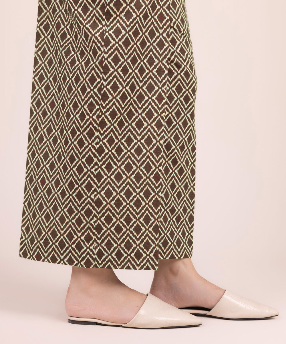 Women's RTW Khaddar Printed Brown Culottes