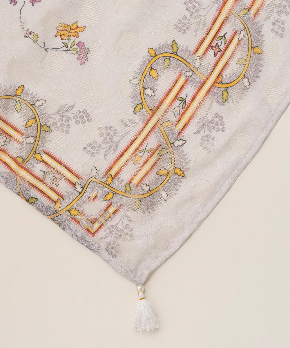 Women's RTW Brochea Jacquard Printed Grey Dupatta