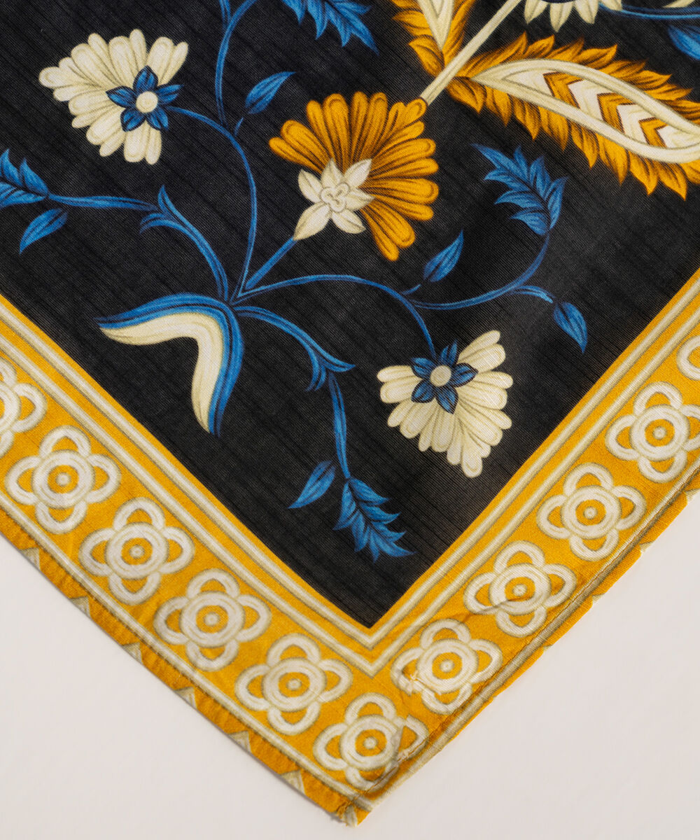 Women's RTW Printed Yellow Khaddar Dupatta