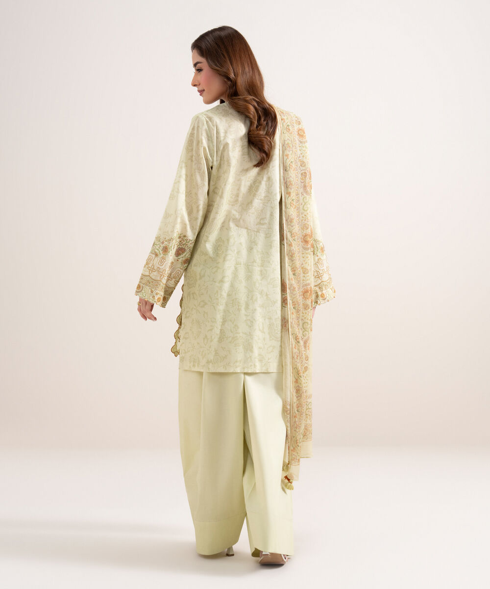 Women's Unstitched Lawn Embroidered Green 3 Piece Suit
