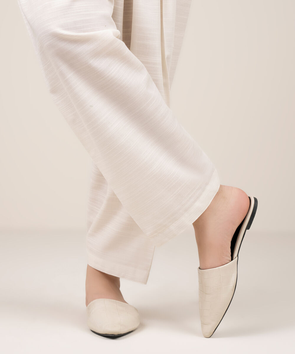 Women's RTW Khaddar Solid White Shalwar