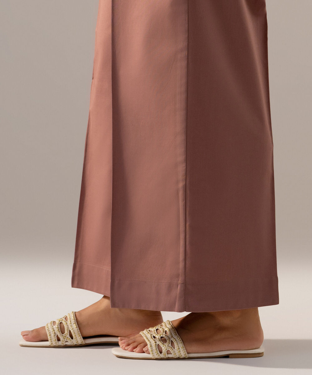 Women's RTW Cambric Solid Muted Pink Farshi Shalwar