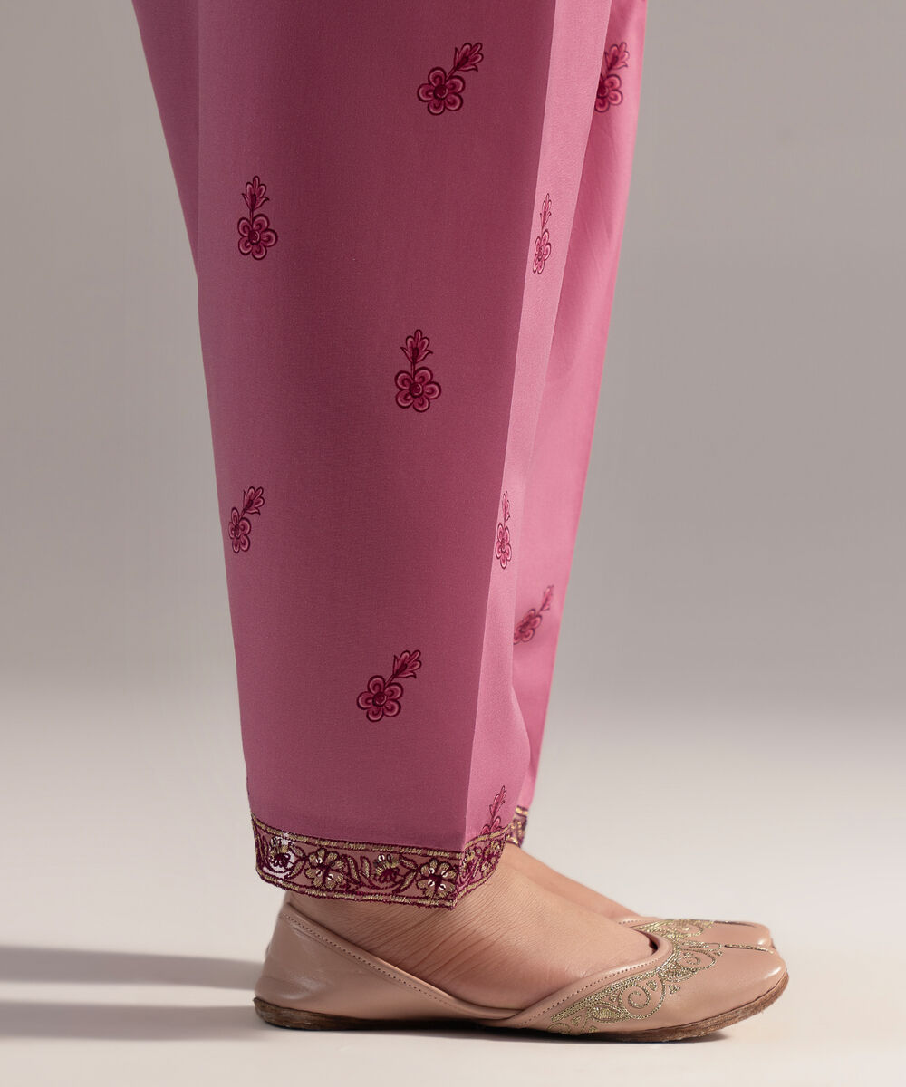 Women's RTW Cambric Embroidered Pink Shalwar