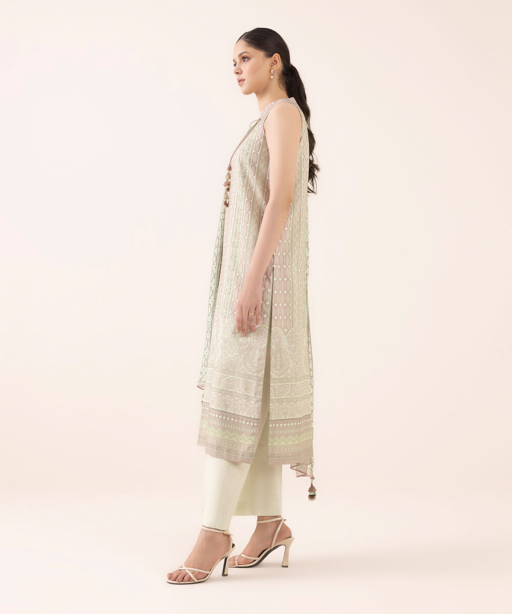 Women's Unstitched Lawn Printed Multi Three Piece Suit