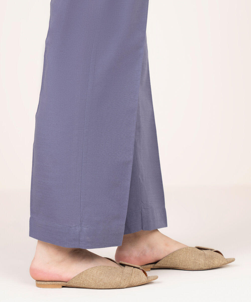 Women's RTW Khaddar Solid Lilac Straight Pants