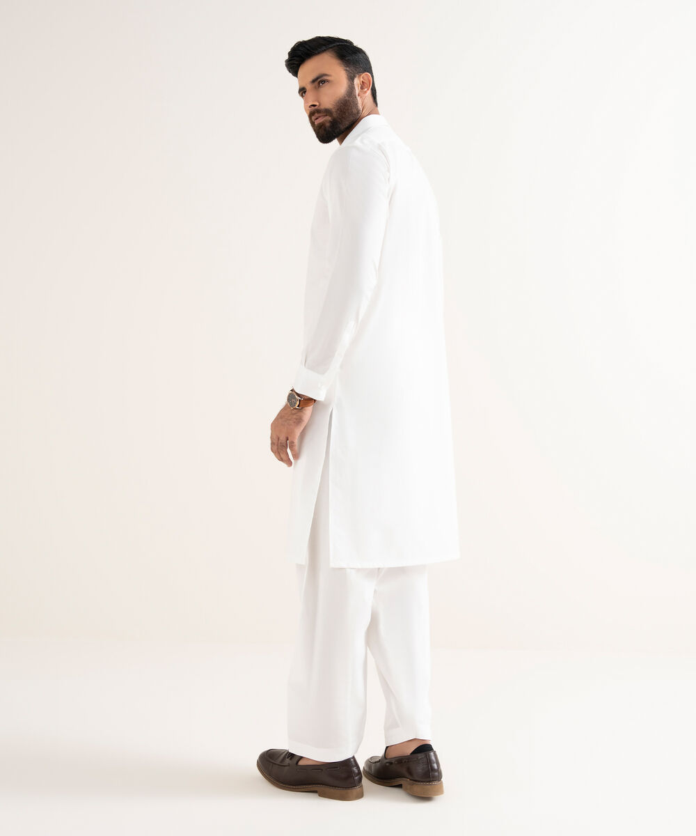 Men's Premium Wash And Wear Plain White Kameez Shalwar
