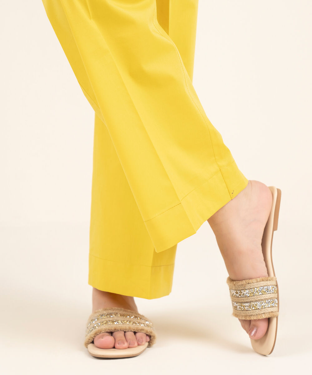 Women's RTW Cambric Solid Yellow Culottes