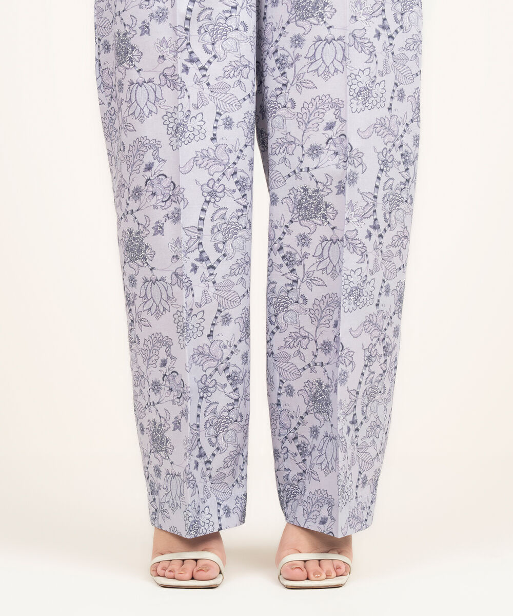 Women's RTW Lawn Printed Light Purple Culottes
