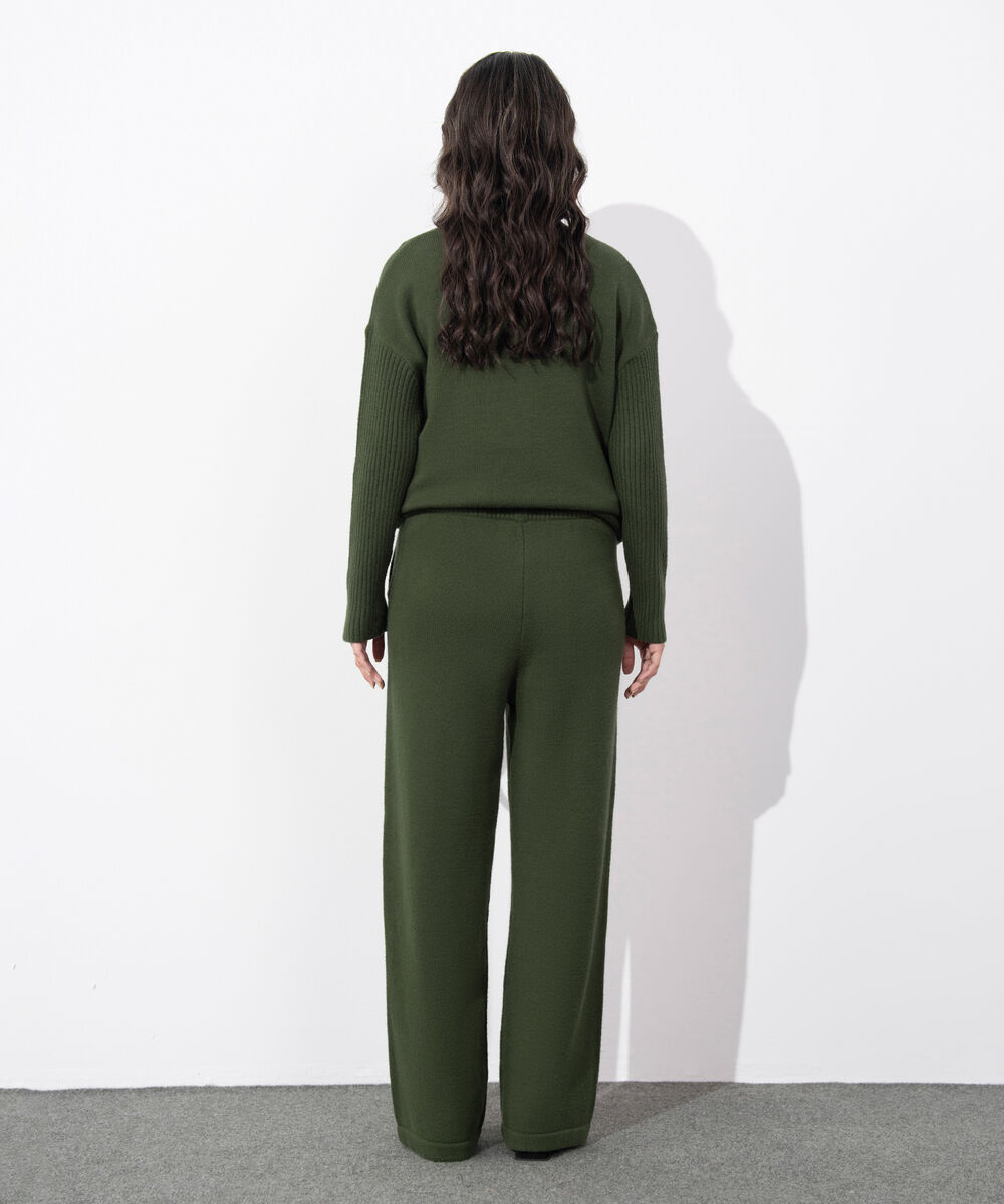 Women's Western Wear Olive Green Pull On Long Knit Trouser