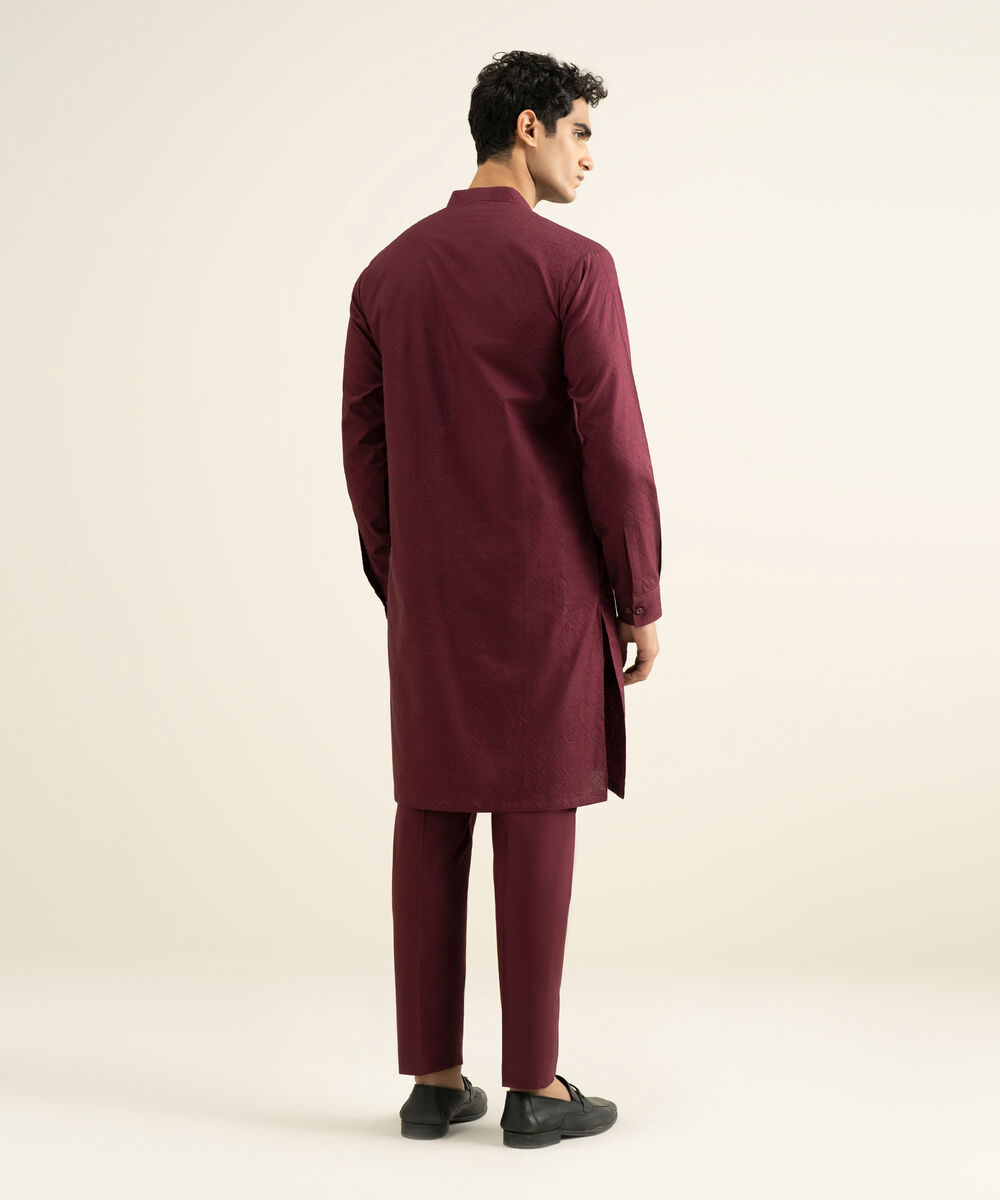 Men's maroon 100% Cotton Kurta Trouser