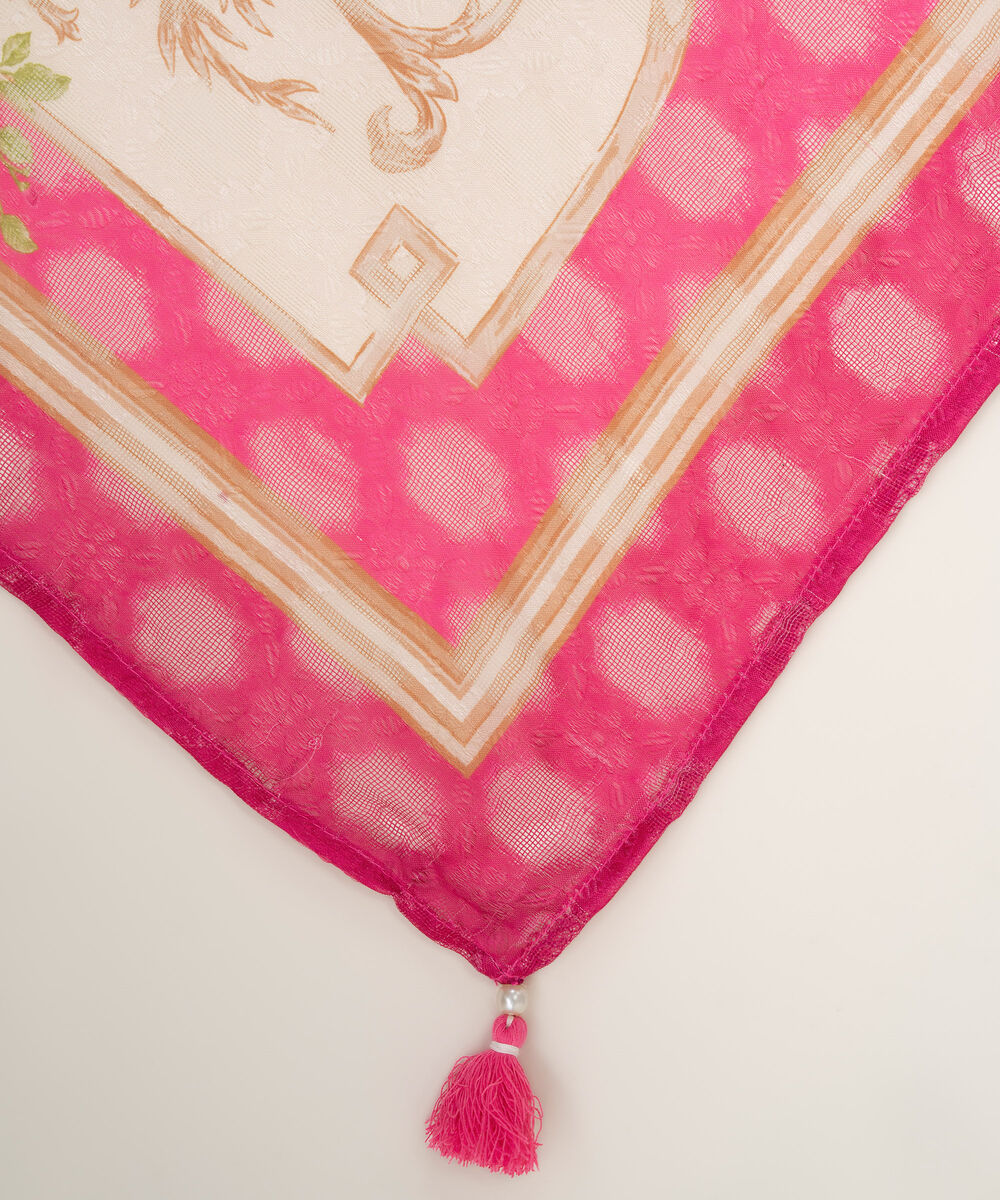 Brochea Jacquard Printed Pink Dupatta