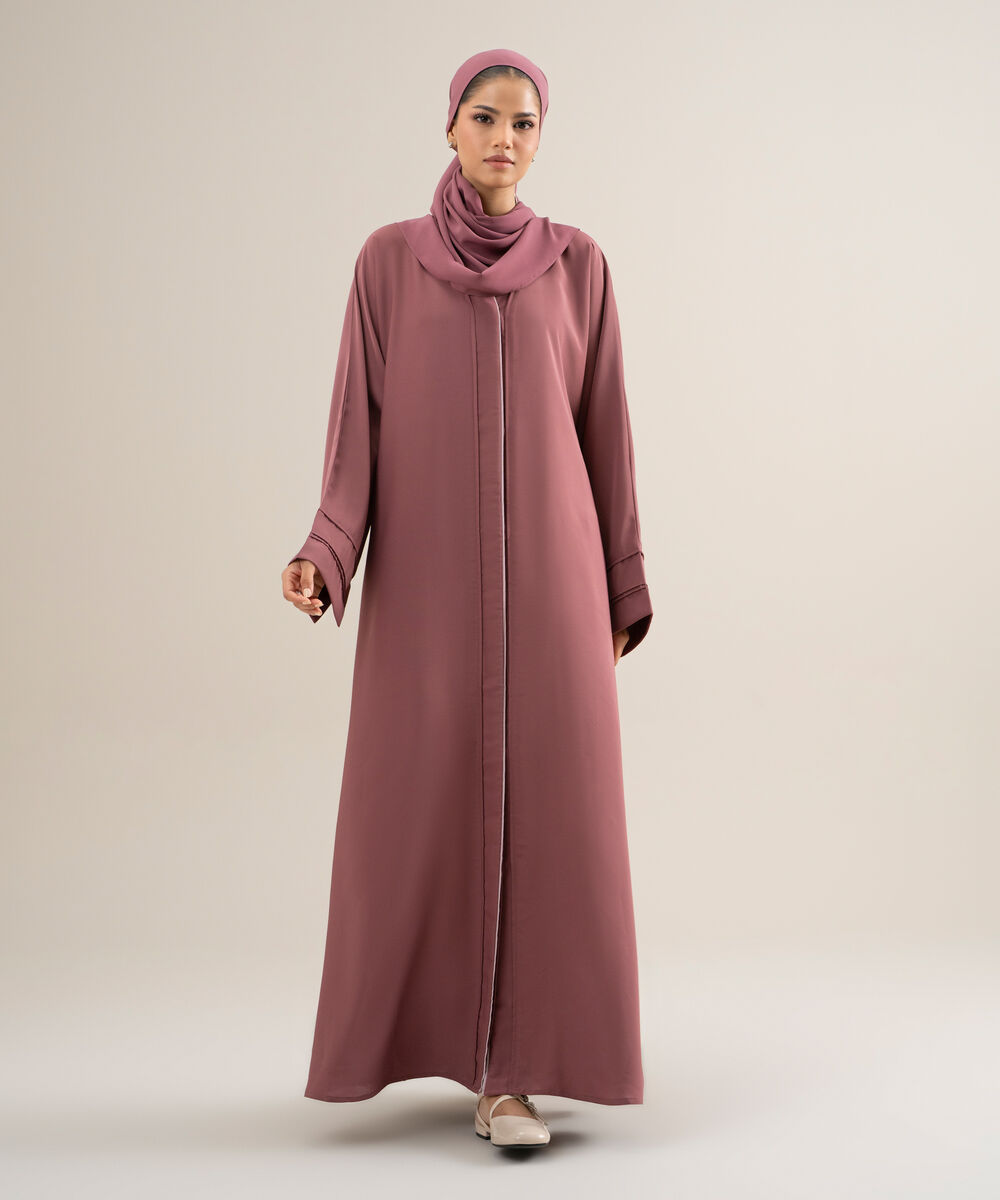 Women's Polyester Magenta Kimono Abaya Set