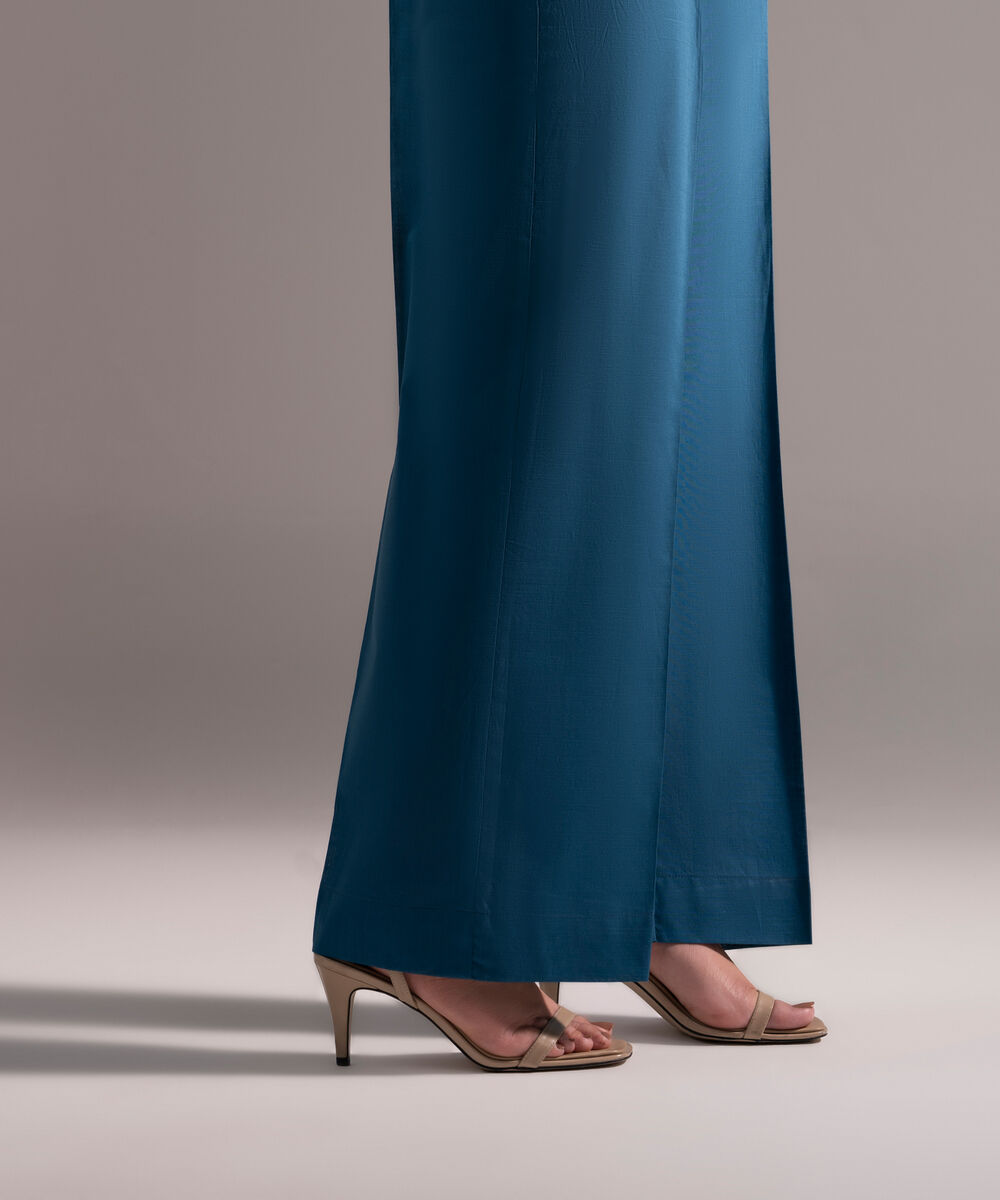 Women's RTW Cross Hatch Solid Teal Straight Pants