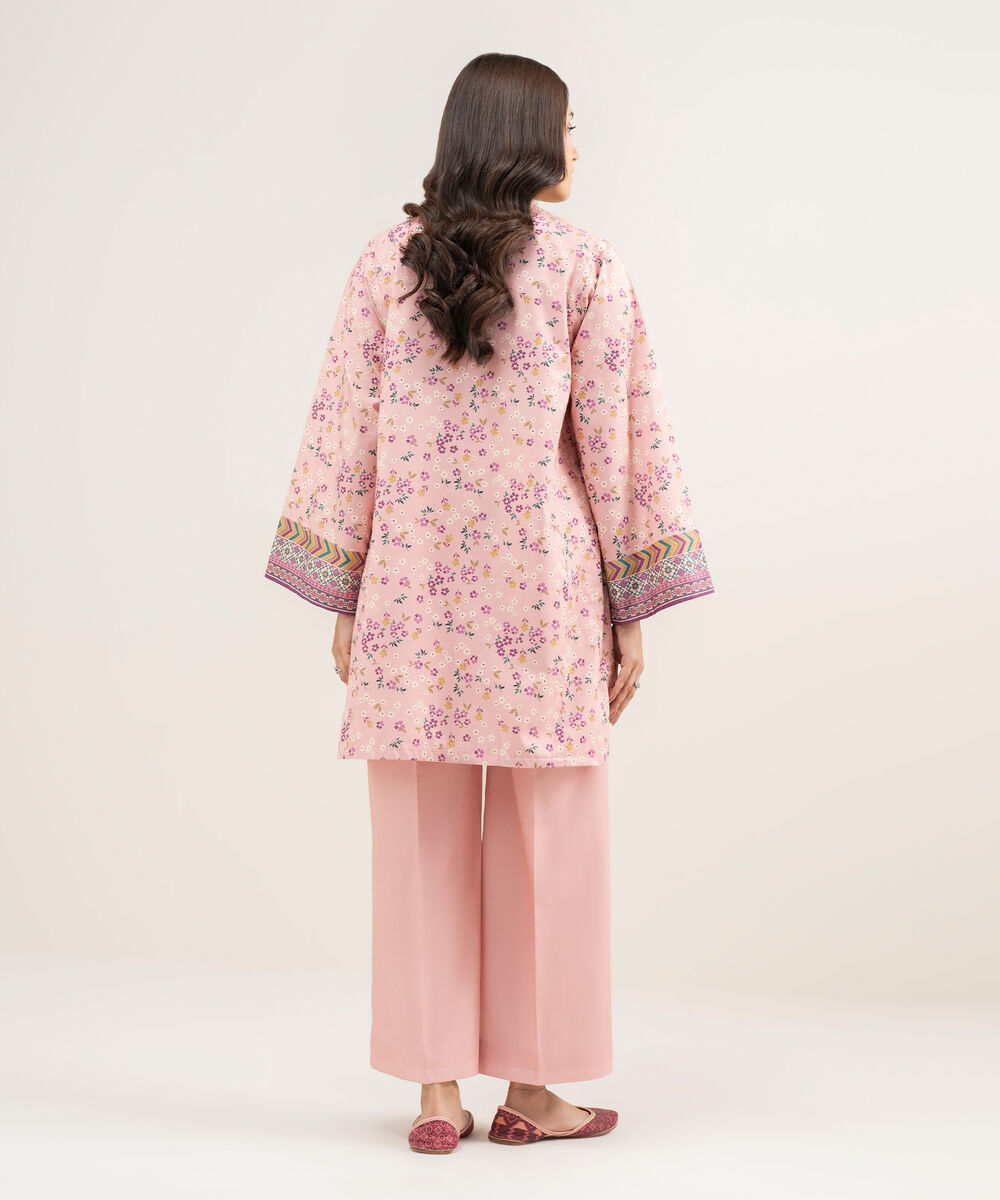 Women's Unstitched Lawn Printed Pink 2 Piece Suit