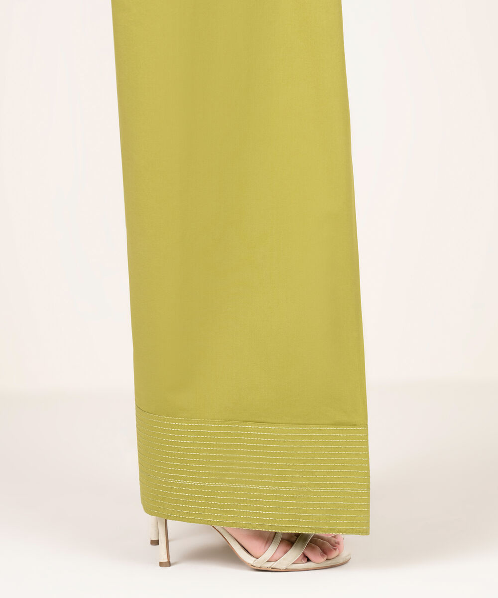 Women's RTW Cotton Embroidered Green  Farshi Shalwar