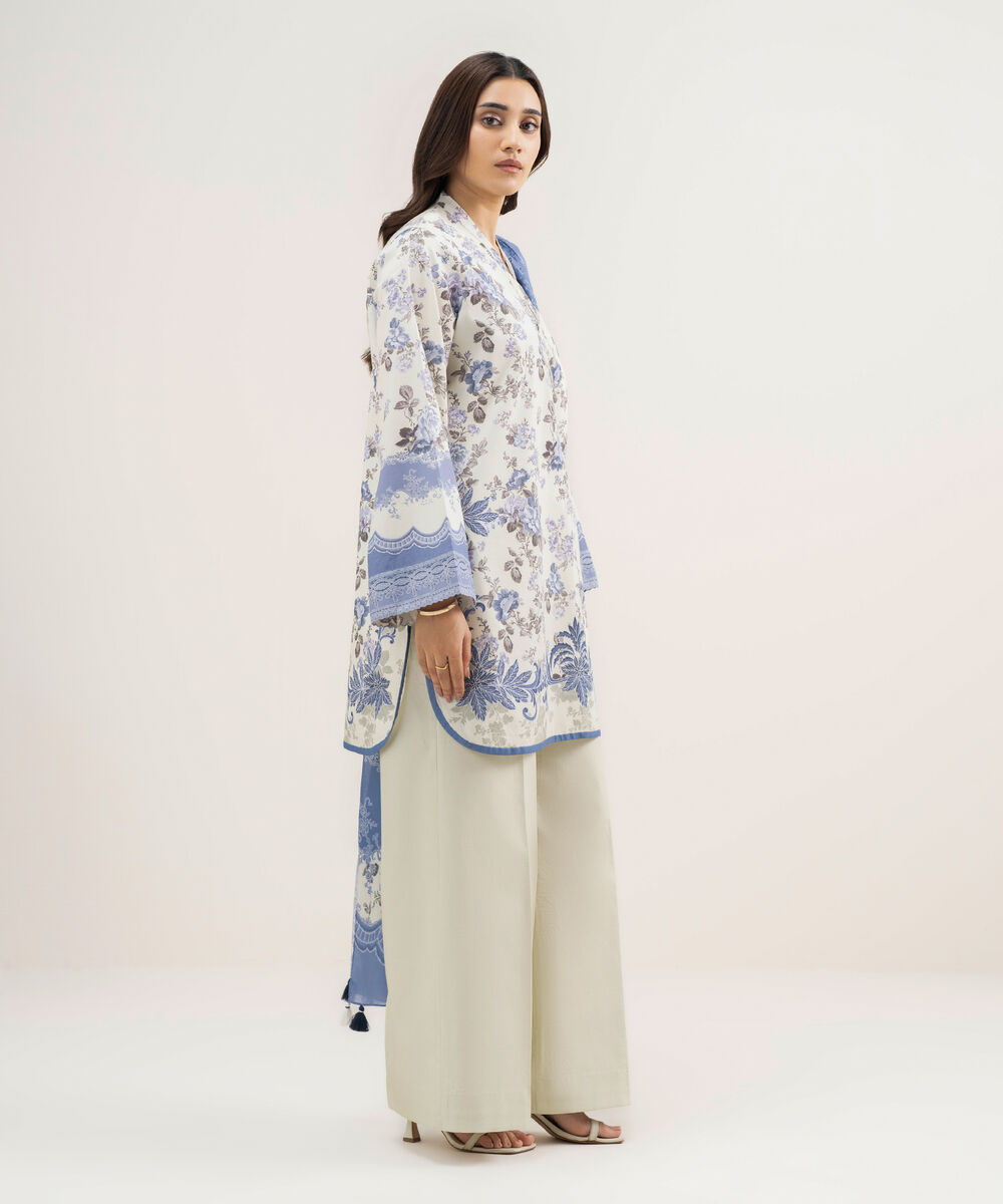 Women's Unstitched Lawn Printed Blue 2 Piece Suit