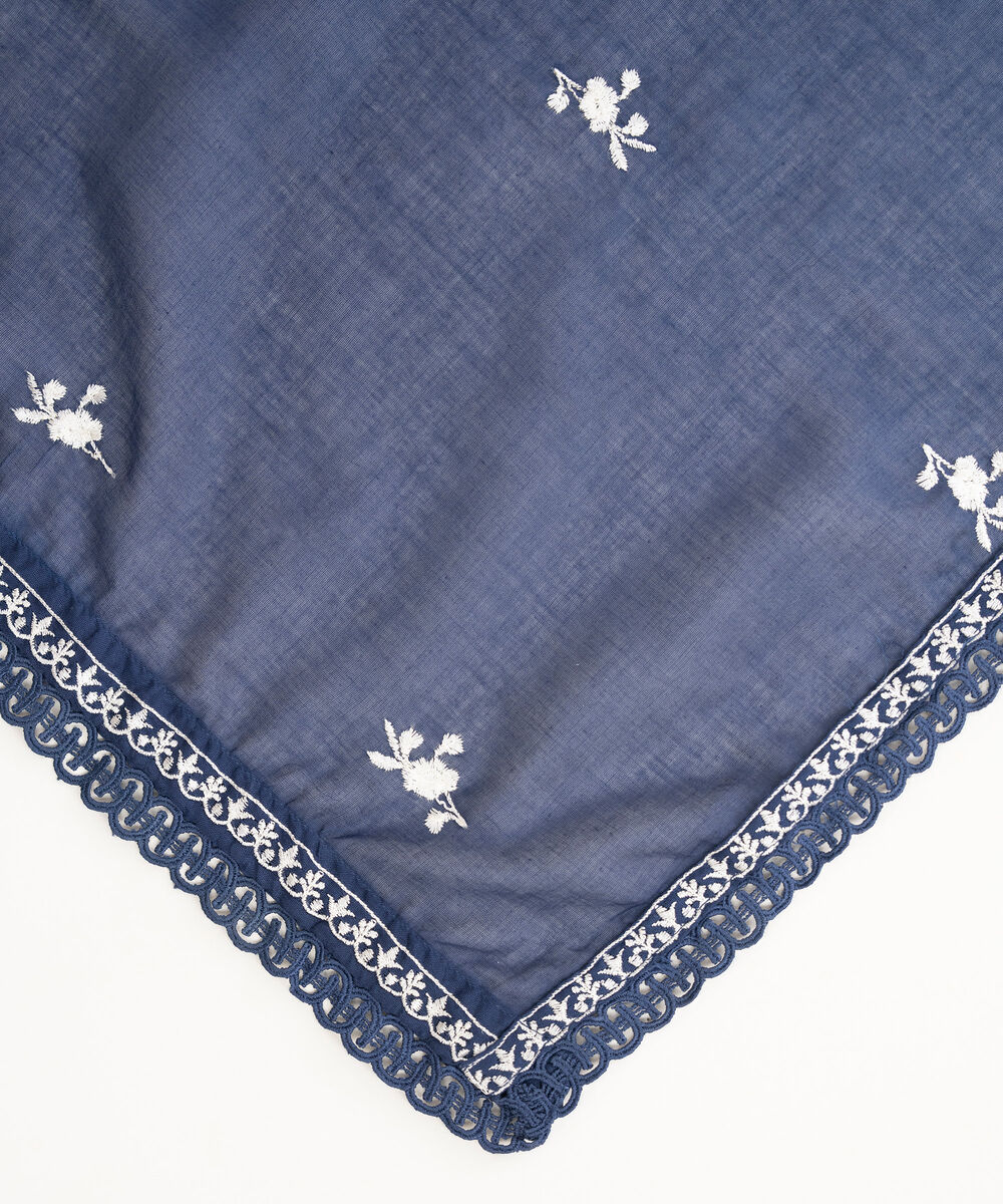 Fine Voile Embroidered Blue Dupatta
