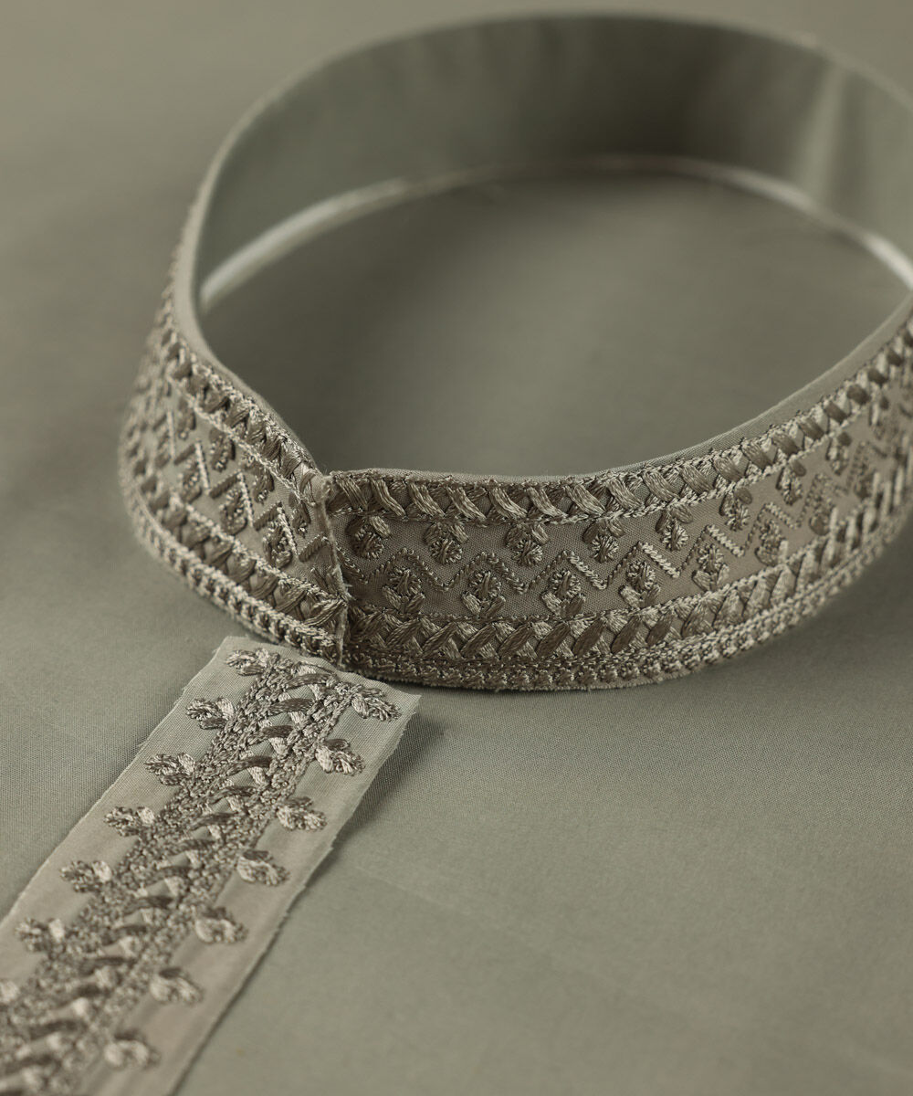 Men's Unstitched Premium Cotton Embroidered Green Full Suit Fabric