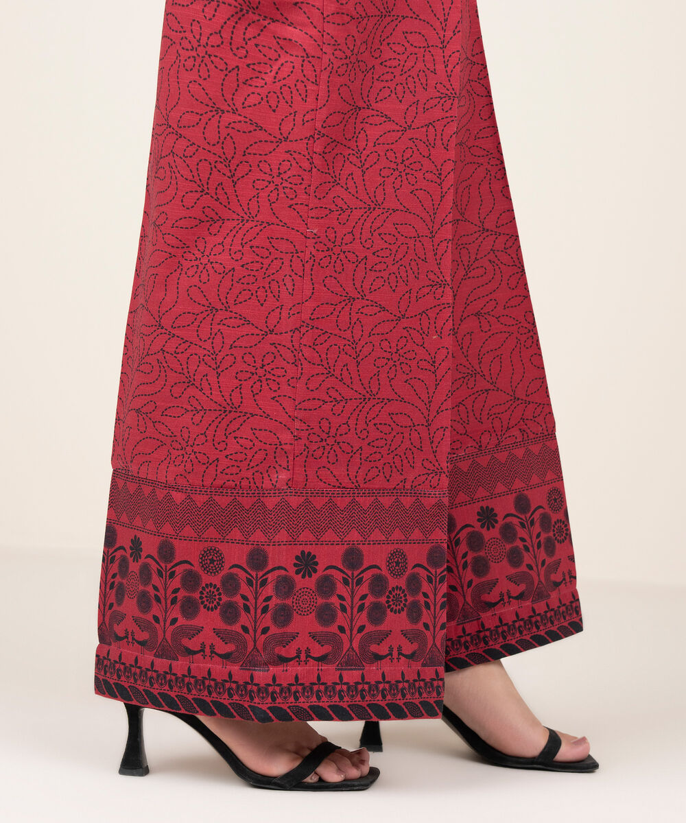 Women's RTW Cotton Printed Red Culottes