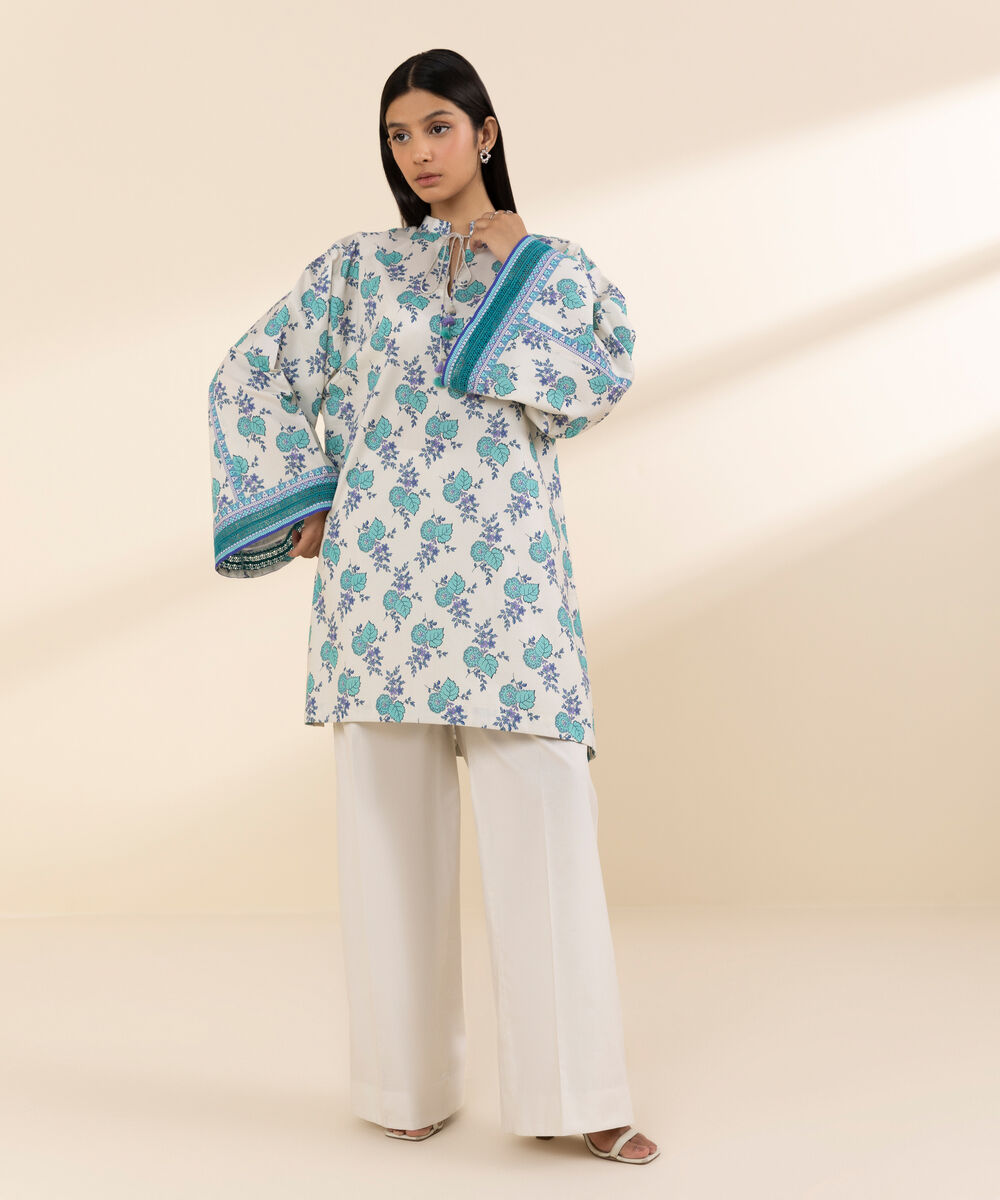 Women's Unstitched Lawn Printed Blue 2 Piece Suit