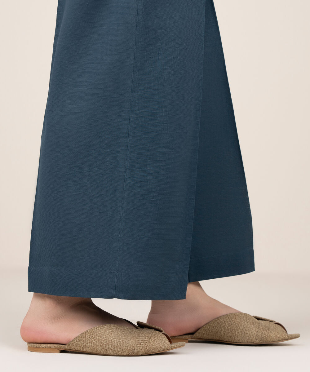 Women's RTW Khaddar Solid Blue Culottes