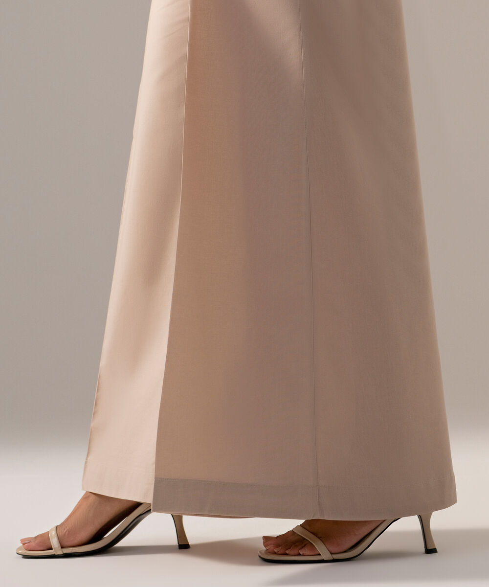 Women's RTW Cambric Solid Pale Pink Flared Pants
