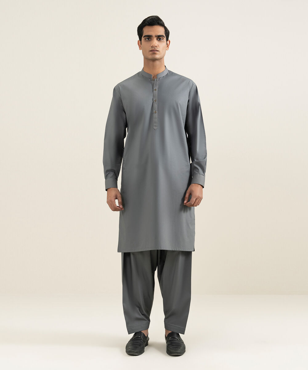 Men's Stitched Grey Kurta Shalwar