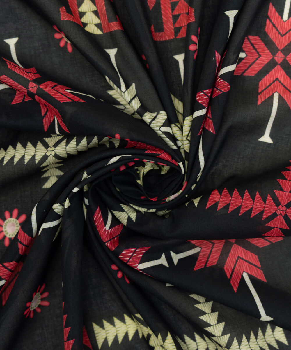 Fine Volie Black Printed Dupatta