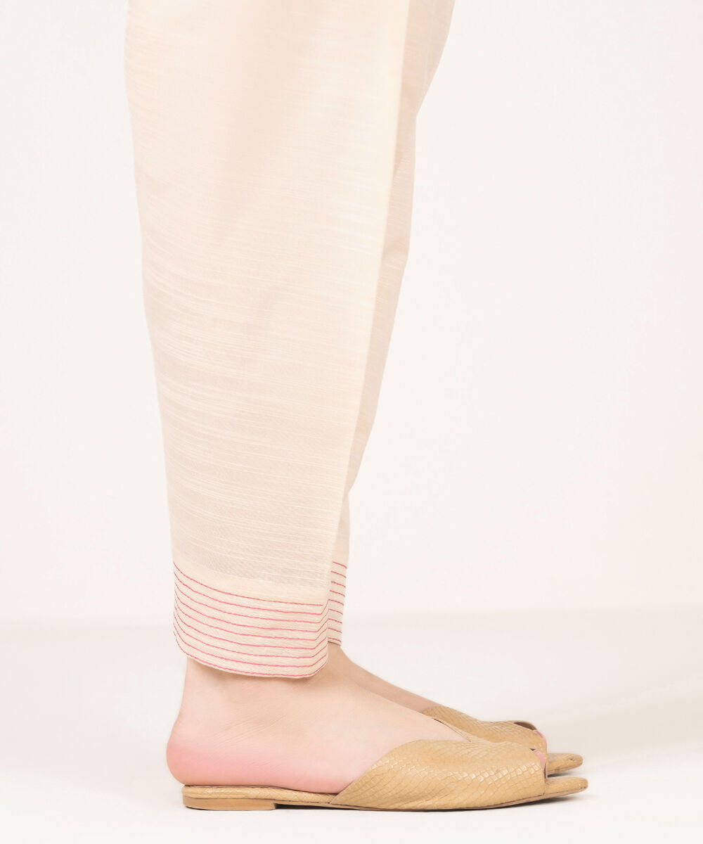 Women's RTW Khaddar Embroidered Off White Shalwar