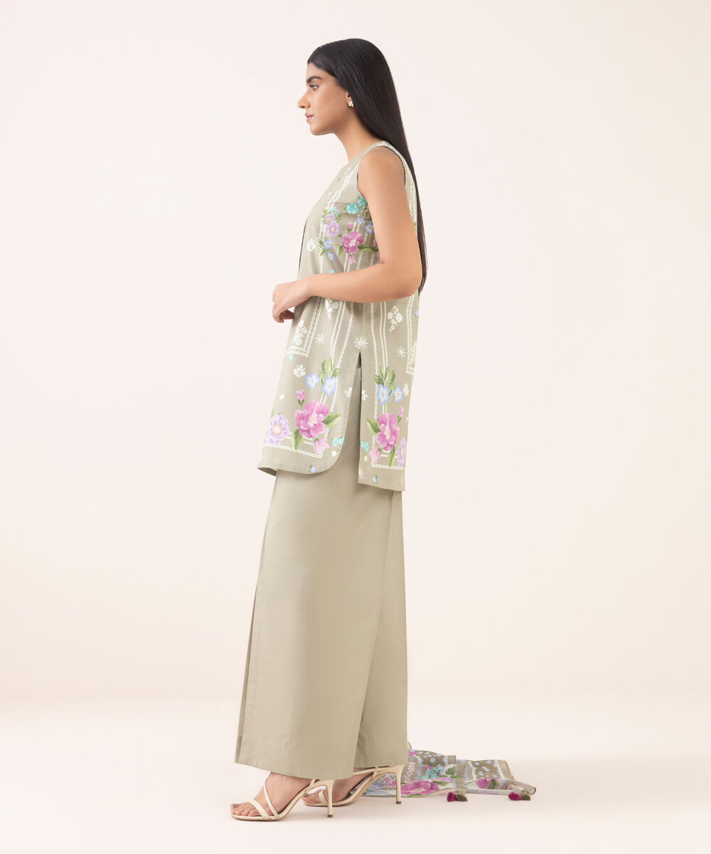 Women's Unstitched Cotton Printed Three Piece Suit