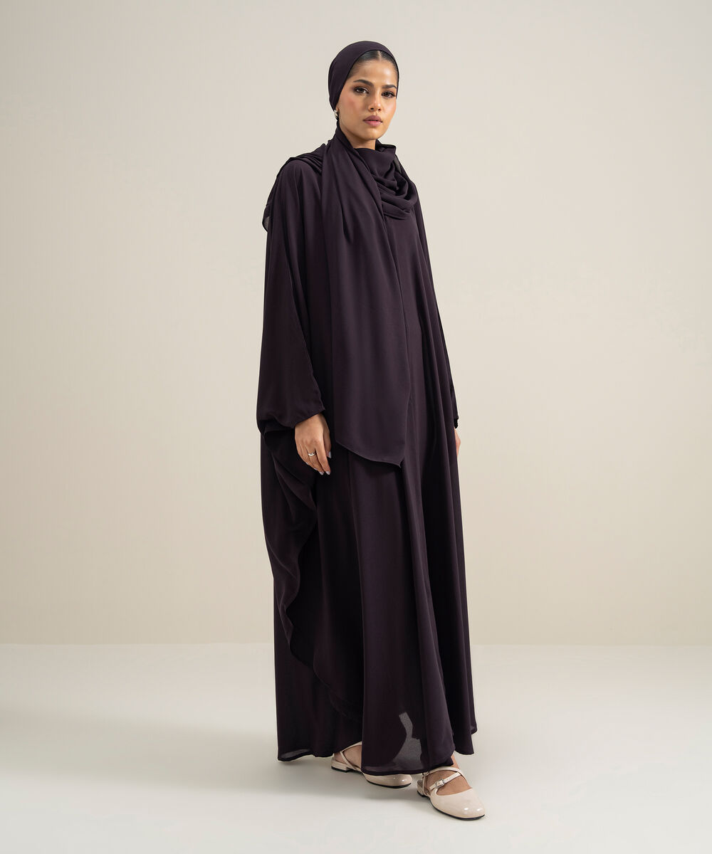 Women's 100% Cotton Purple Kaaftan Abbaya Set